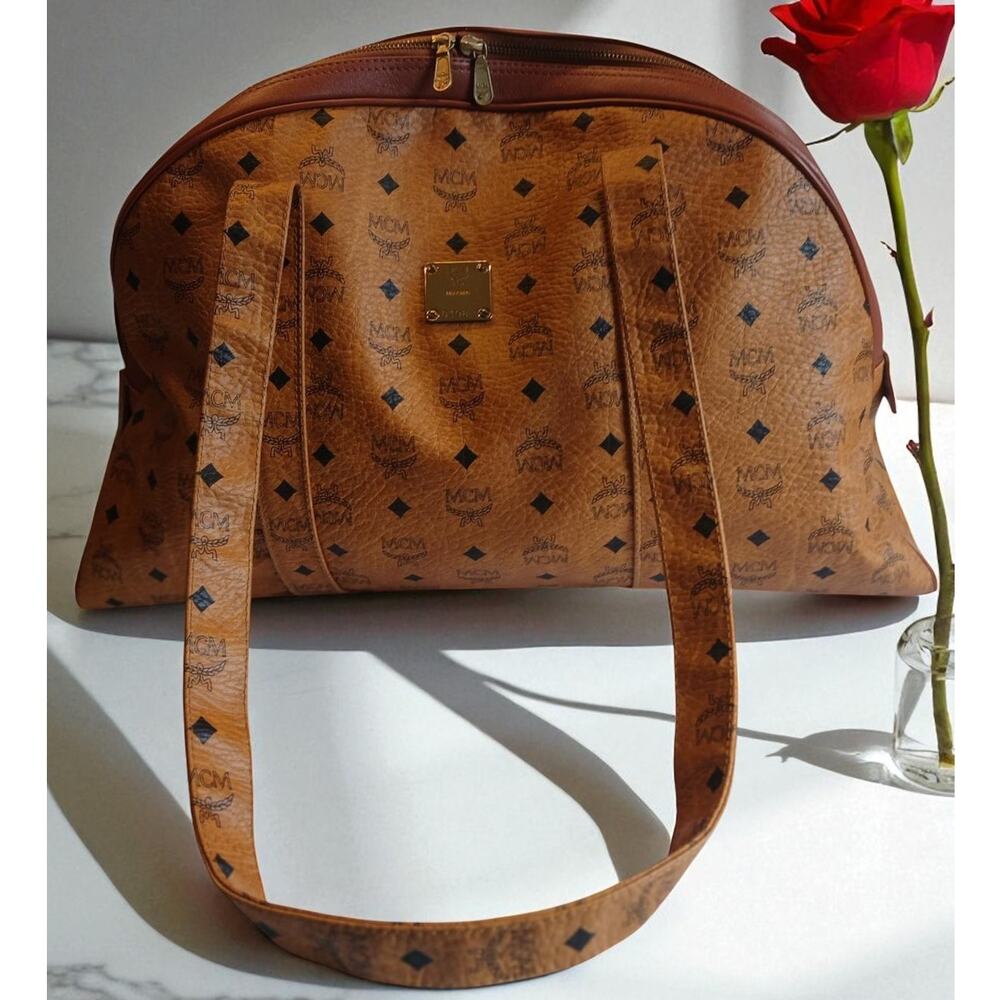 Authentic MCM Visetos Vintage LG Dome Shoulder Bag Cognac Monogram MSRP $1,450 - Picture 10 of 16